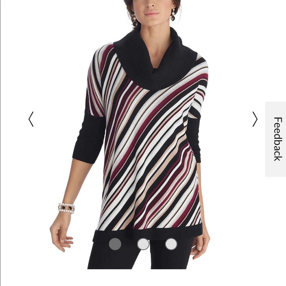 White House Black Market Cowl Neck Stripe Poncho Pullover